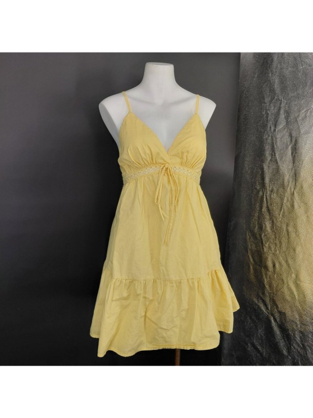 Sundress Dress Womens Large Yellow Crochet Empire Waist Boho Summer Spring Beach - Picture 2 of 14